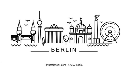 city of Berlin in outline style on white 