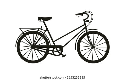 City bicycle black silhouette icon. Citybike as an ecological and healthy urban transport.