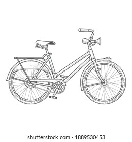 City bicycle in graphic style, casual bike with hand honk, vector