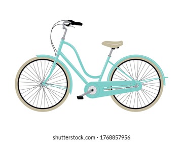 City bicycle isolated on white background. Hipster style. Vector illustration.