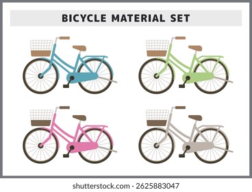 Conjunto de material de ilustración de bicicleta simple y elegante