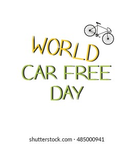 city bicycle on a white background and the words international Car Free Day