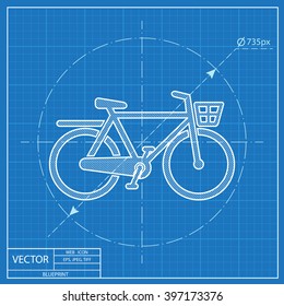 City Bicycle vector blueprint icon