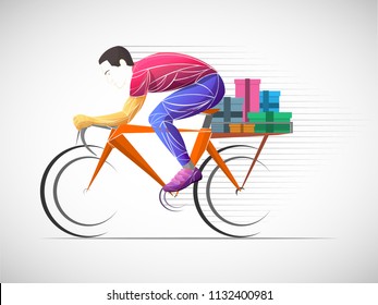 city bike food delivering service concept. Food delivery cyclist