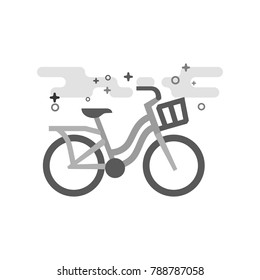 City bike icon in flat outlined grayscale style. Vector illustration.