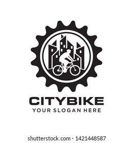 City bike logo template vector illustration