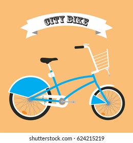 City bike vector icon. Flat design.