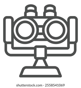 City binoculars on stand line icon, optical equipment concept. Vector graphics. Landscapr view looking lens sign on white background, outline style icon for mobile or web design