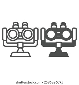 City binoculars on stand line and solid icon, optical equipment concept. Vector graphics. Landscapr view looking lens sign on white background, outline style icon for mobile or web design