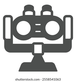 City binoculars on stand solid icon, optical equipment concept. Vector graphics. Landscapr view looking lens sign on white background, glyph style icon for mobile or web design