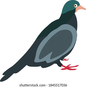 City bird. Sitting dove. Pigeon bird stay. Flat cartoon character design. Colorful bird icon. Cute pigeon template. Vector illustration without background.