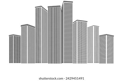City block of modern buildings. Vector illustration. Sketch for creativity.