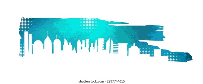 La abstracción de la ciudad y las manchas azules. Ilustración del vector