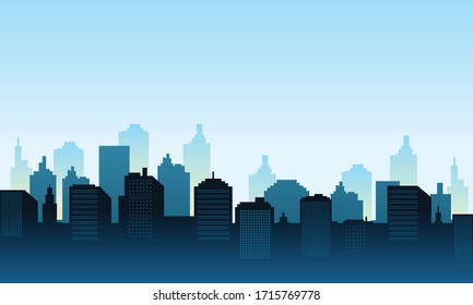 City Blue Color Background Daylight Panorame Stock Vector (Royalty Free ...