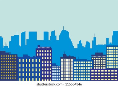 City, blue colour