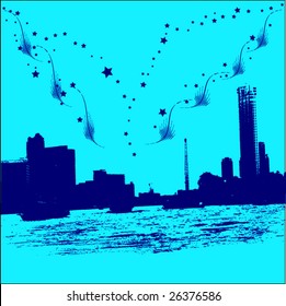 city at blue night