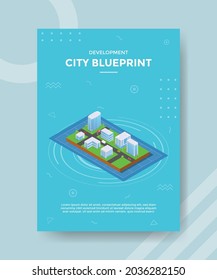 city blueprint concept for template banner and flyer with isometric style