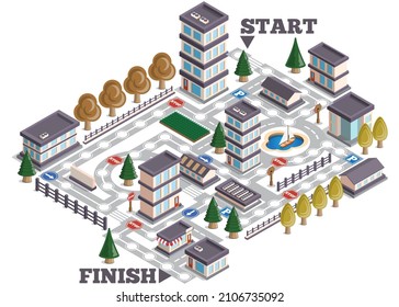 City. Board game. Isometric. Isolated on white background. Vector illustration.