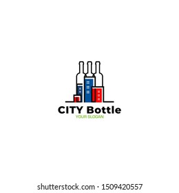 City Bottle Logo Design Vector