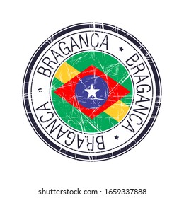 City of Braganca, Brazil postal rubber stamp, vector object over white background