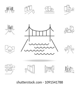 City bridge line icon. Element for mobile concept and web apps. Thin line vector icon for website design and development, app development. Premium icon on white background