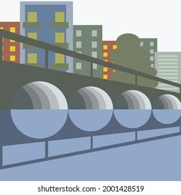 city ​​arch bridge over the river