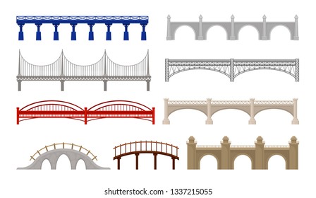 City bridges of different design on white background.