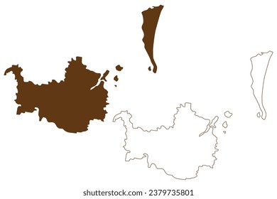 City of Brisbane (Commonwealth of Australia, Queensland state) map vector illustration, scribble sketch Brisbane map