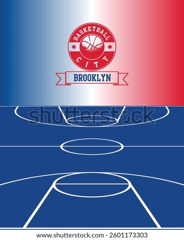 City of Brooklyn Stamp, American Basketball Court, Vector Illustration Abstract Editable image, Social Media Post