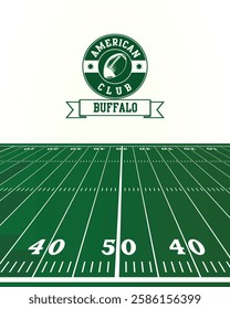 City of Buffalo Stamp, American Football green field, Vector Illustration Abstract Editable image, Social Media Post