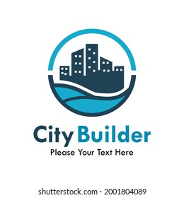 City builder logo template illustration-underwater city.