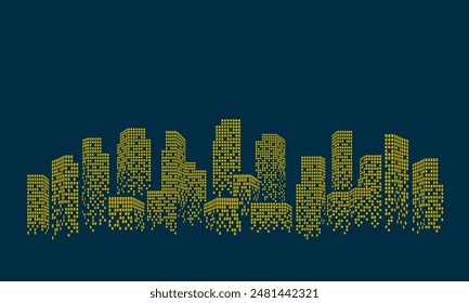 City building abstract night art, vector design for wallpaper, wall art, printing, book cover