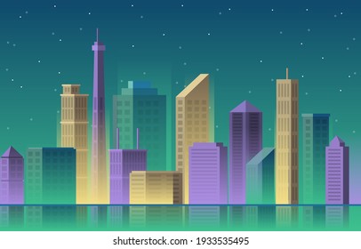 City Building Architecture Construction Cityscape Skyline Business Illustration 
