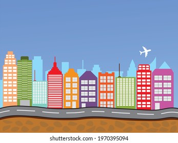 City Building Architecture Construction Cityscape Skyline Business Illustration