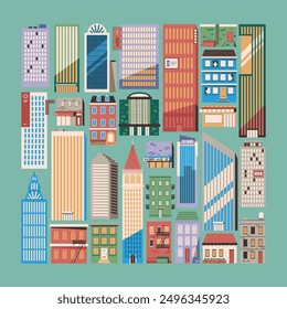 City Building Asset Illustration Set