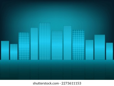 Edificio de la ciudad Fondo. Rascacielos. Paisaje urbano. Fondo de la Ciudad de Ciencia Ficción o Alta Tecnología. Ciudad Metropolis. Ilustración vectorial.