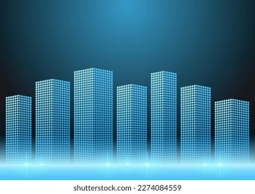 City building Background. Skyscraper. Cityscape. Hi-tech or Sci-fi City Background. Metropolis City. Vector Illustration.