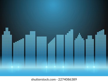 Edificio de la ciudad Fondo. Rascacielos. Paisaje urbano. Fondo de la Ciudad de Ciencia Ficción o Alta Tecnología. Ciudad Metropolis. Ilustración vectorial.