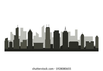 City Building Cityscape Skyline Business White Background Illustration