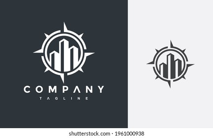 	
logotipo de construcción de ciudades y brújula