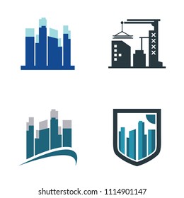 City Building Construction Isolated Set