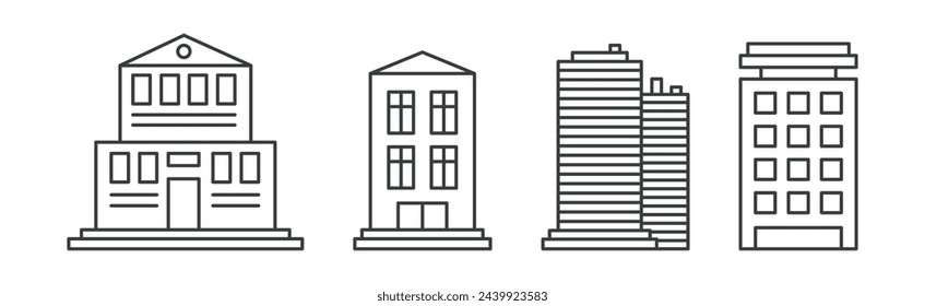 City Building und Construction Line Icon Vector Set
