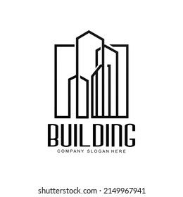 Diseño del logotipo de construcción de edificios urbanos Diseño de un proyector de línea de calidad de primera calidad Ilustración
