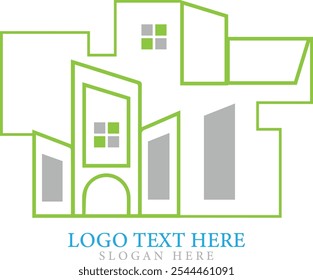 City building construction logo design premium quality line vector illustration company template.