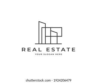 City building construction logo vector. Modern property investment business logo design
