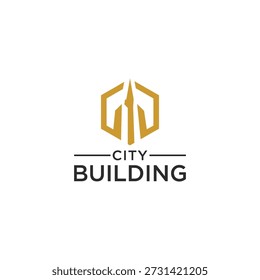 Logotipo de desenvolvimento do edifício da cidade, layout