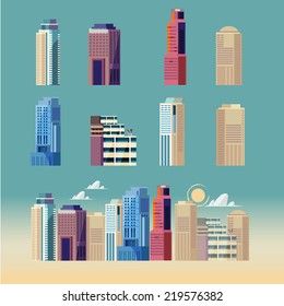 city building. downtown landscape - vector illustration