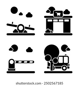 City and Building Element Glyph Icon and Graphic Resource