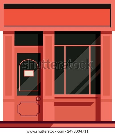 City building facade. Store door and window front