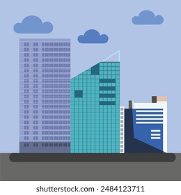 city building flat illustration business builing 